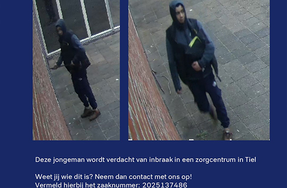 Politie deelt beelden van inbraak in Tiel op X