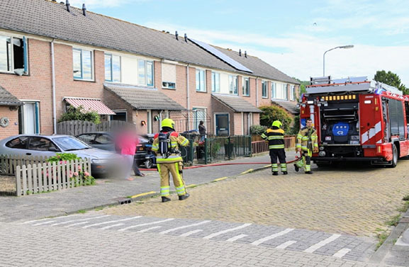 Containerbrand aan de Peppellaan in Tiel