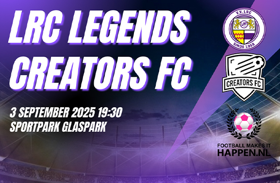 Creators FC treft LRC Legends op het Glaspark in Leerdam