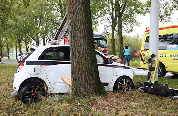 Vrouw gewond bij botsing met boom op de N320 in Culemborg
