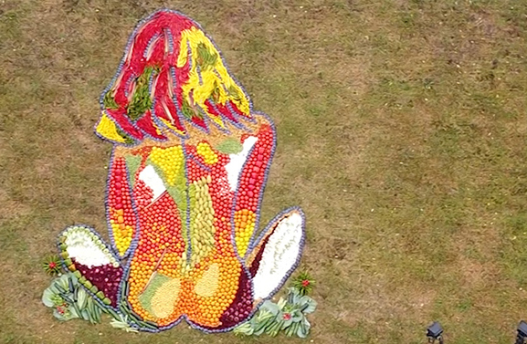 Fruitmozaiek 'Tropical Tiki masks' wint eerste prijs