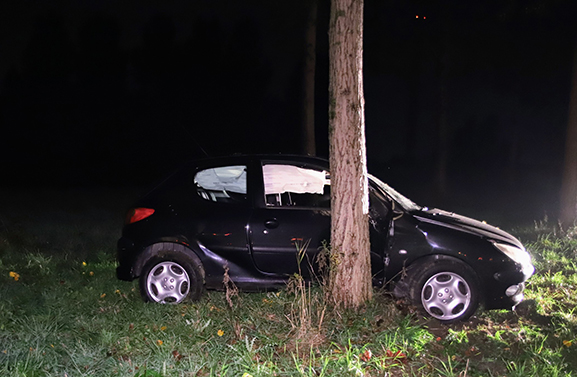 Auto total loss na botsing tegen boom ter hoogte van Enspijk