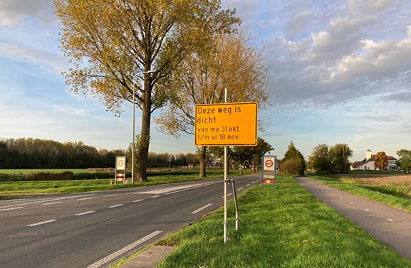 Afsluiting Tielseweg Eck en Wiel wegens wegwerkzaamheden
