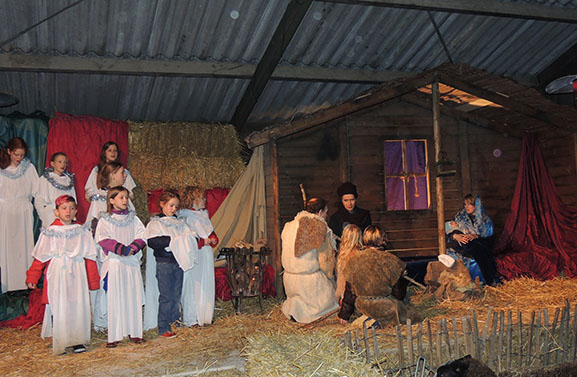 Levende kerststal bij kinderboerderij De Heuvel in Culemborg