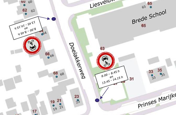 Inrijverbod Doelakkerweg in Ameide tijdens schoolspitstijden