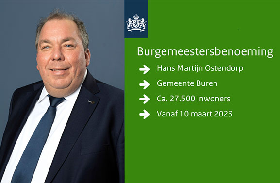 Het is officieel: Hans Martijn Ostendorp nieuwe burgemeester van Buren