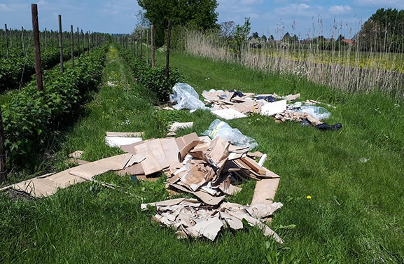 Afvaldumping aan de Burensedijk in Zoelen