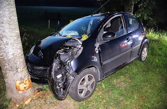 Automobilist gewond naar ziekenhuis na botsing tegen boom